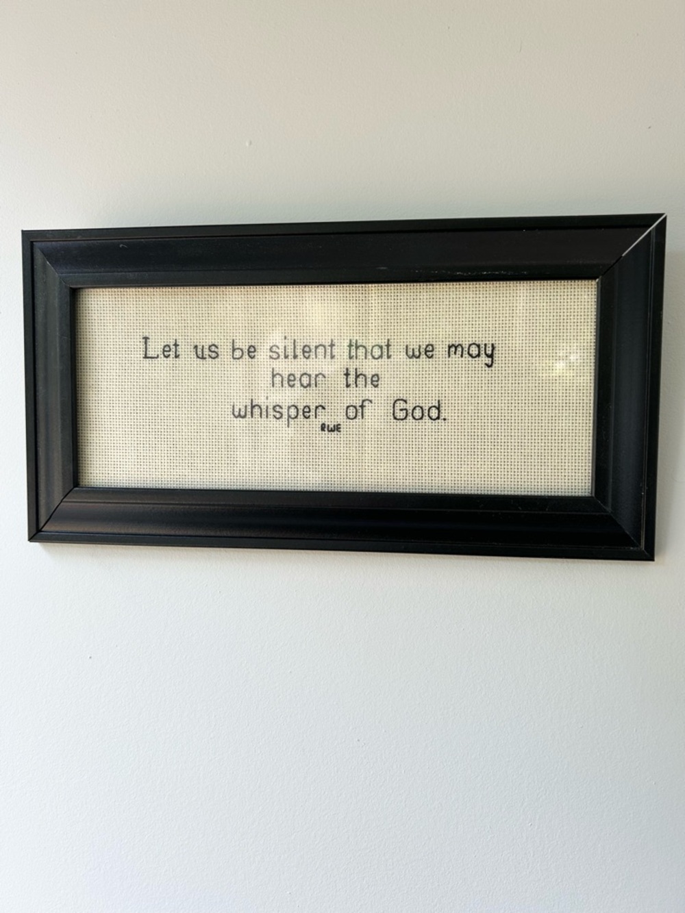 Hand stitched framed quote from Ralph Waldo Emerson
